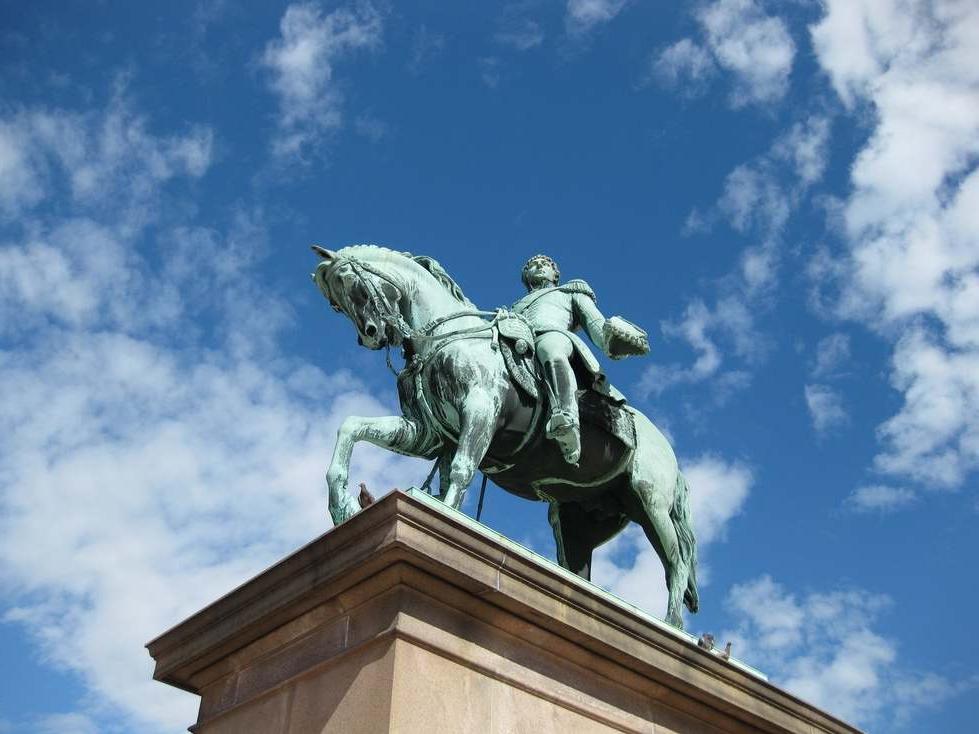 Statue of a man on a horse in Norway